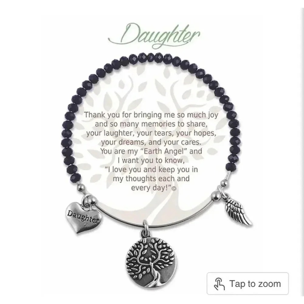 Earth Angel Women's Daughter Radiant Black Stone‎ Bracelet Gift Birthday NWT